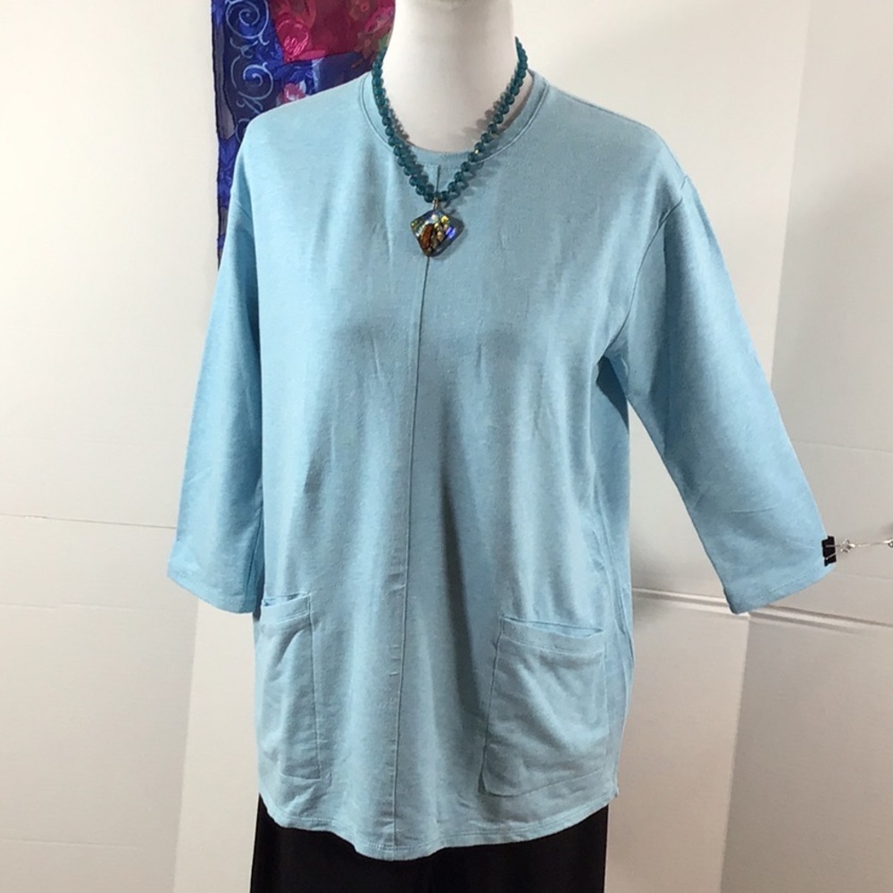 Pure Jill blue Pima cotton pocket tunic S